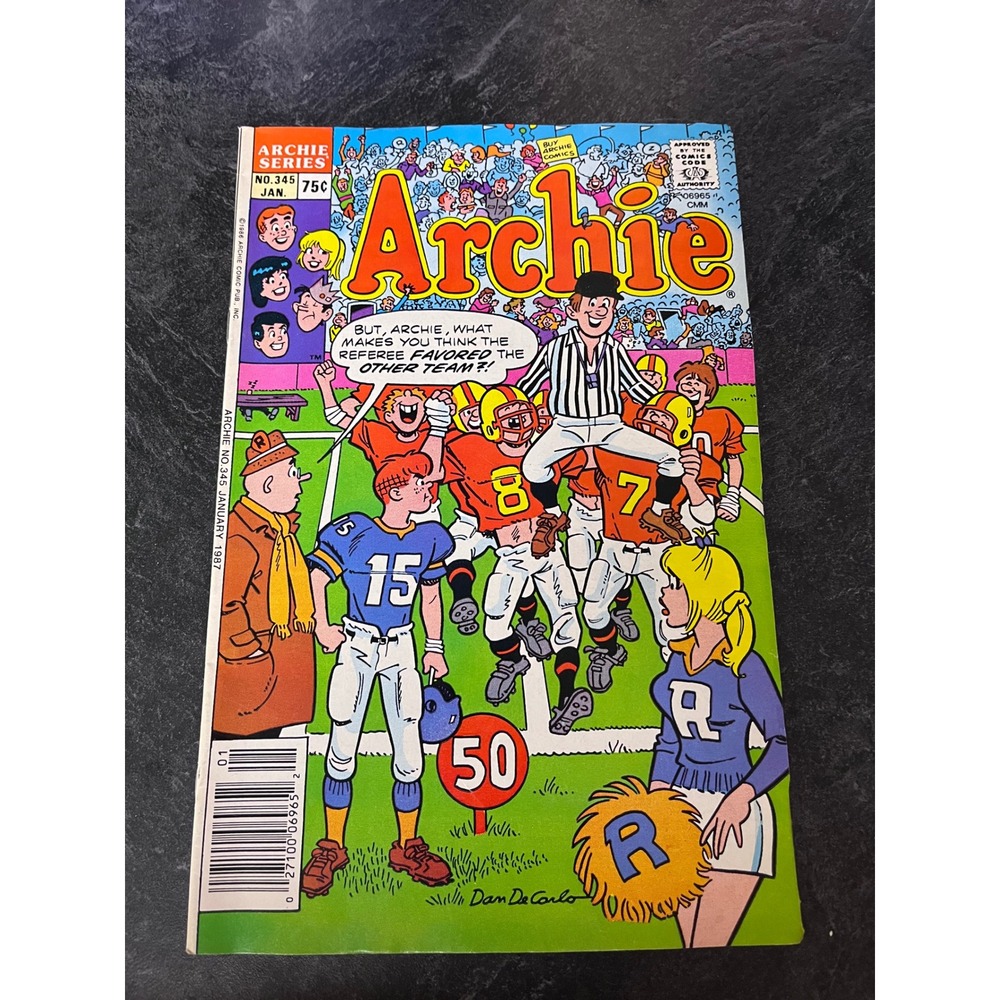 Archie Comic Series No 345‎ January 1987 Football Cover Original